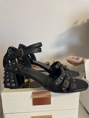 Geox Black Studded Block Heel Sandals - Women